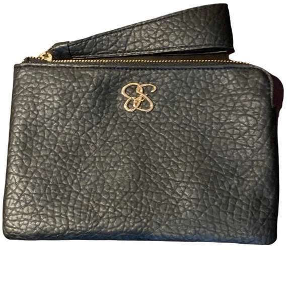 Jessica Simpson textured faux leather black logo wristlet - Picture 12 of 12